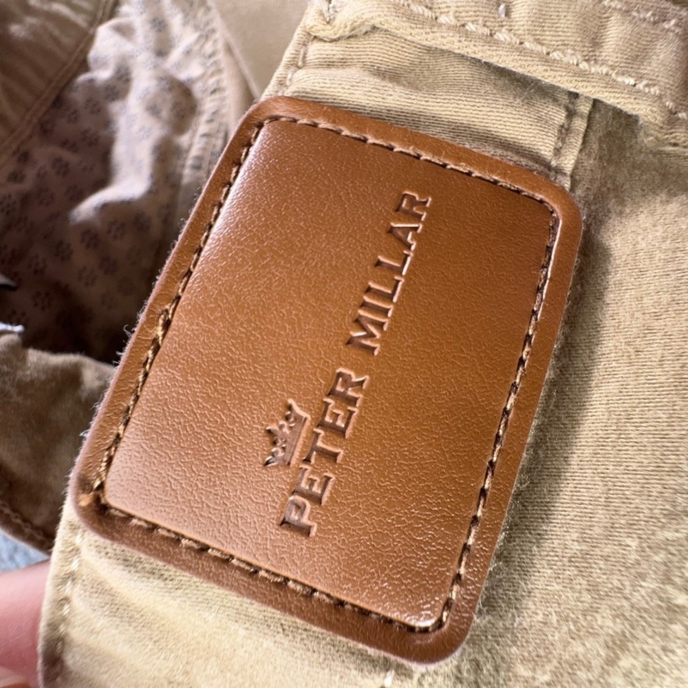 Peter Millar Mens Khaki Tan 5-Pocket Cotton Modal Stretch Pants Size 36 - Picture 9 of 10